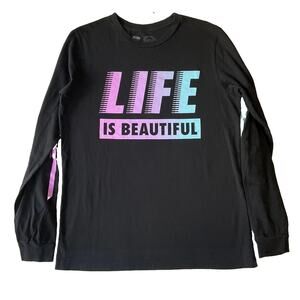 Life Is Beautiful Men Shirt L Black LIFE IS BEAUTIFUL DTLV Logo Long Sleeve